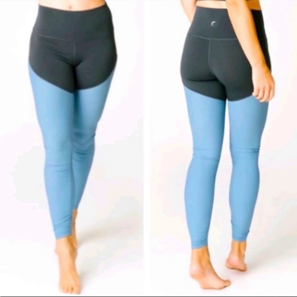 Zyia Active HR Storm Parallel Luxe Blue Gray Ruching Leggings Dance Yoga Block - Picture 11 of 12